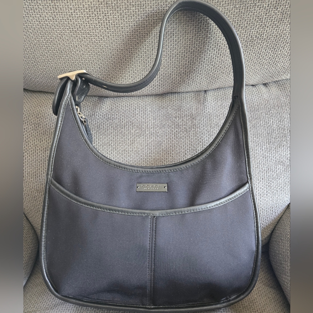 Coach Vintage 6203 Ergo Black Neoprene Leather Trim Shoulder Bag